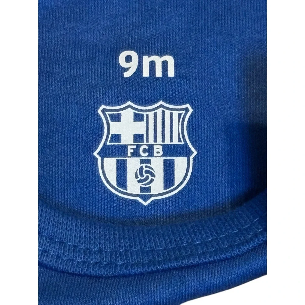FC Barcelona Bodysuit Kids 9M Blue Barça‎ Crest Short Sleeve Romper